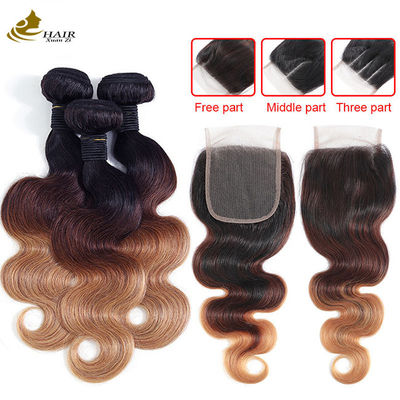 کیفیت  1b 4/27 Curly Honey Blonde Brazilian Hair Extensions Ombre کارخانه