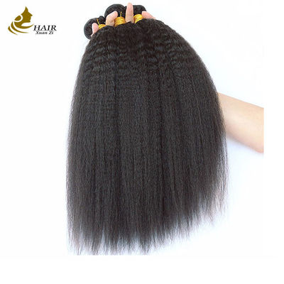 عمده فروشي پوست پوست سیاه طبیعی برابری شده باکره هندی Kinky راست موهای انسانی بسته