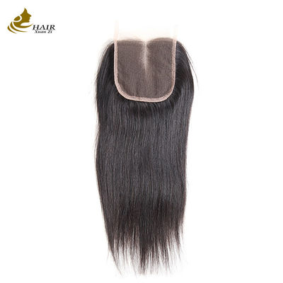 100٪ موهای انسانی 4 * 4 بسته شدن دنده رنگ طبیعی برزیلی بسته شدن دنده مستقیم