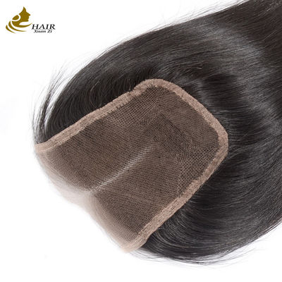 100٪ موهای انسانی 4 * 4 بسته شدن دنده رنگ طبیعی برزیلی بسته شدن دنده مستقیم