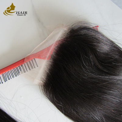 بسته های موی طبیعی مشکی صاف 30 اینچی با بسته شدن 4*4 20 اینچی