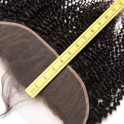 بندش موی انسانی پیشانی 13x4 HD Kinky Curl Human Hair بندش موی انسانی جلو