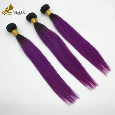 613 رنگ دار Ombre Hair Extensions Human Hair Bundles Weft 1B بنفش
