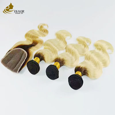 1B شقمه سایه دار تمدید موهای انسانی Remy Weave Wig Bundles با بسته بندی