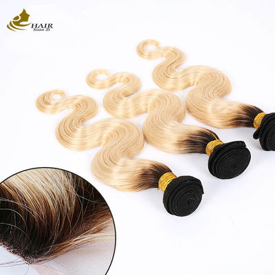 1B شقمه سایه دار تمدید موهای انسانی Remy Weave Wig Bundles با بسته بندی