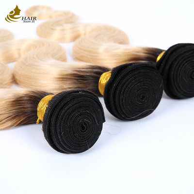 1B شقمه سایه دار تمدید موهای انسانی Remy Weave Wig Bundles با بسته بندی
