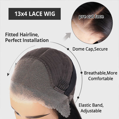 استخوان صاف بدون چسب شفاف 13X4 HD دنده جلو رنگ های طبیعی 100٪ موهای انسانی