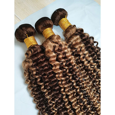 بسته های موی کرل Kinky P4/27 Ombre Hair Extensions Hair Weft