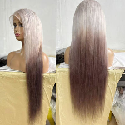 فیگ جدید زنانه فشن اروپایی و آمریکایی رنگ گرادینت در موهای بلند راست برجسته های قهوه ای طلا فیبر شیمیایی پوششی زنانه