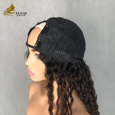 کلاه گیس زنانه موج دار بلند فر 1b/4/27 موی انسان رنگی کلاه گیس U شکل