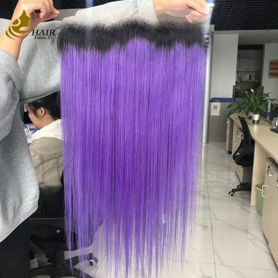 T1b/Purple Virgin Human Straight Hair 13*6 بندگی جلویی دنده ای با دنده ای قهوه ای روشن