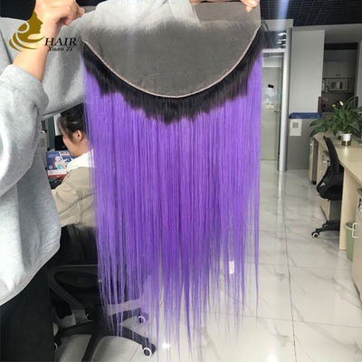 T1b/Purple Virgin Human Straight Hair 13*6 بندگی جلویی دنده ای با دنده ای قهوه ای روشن