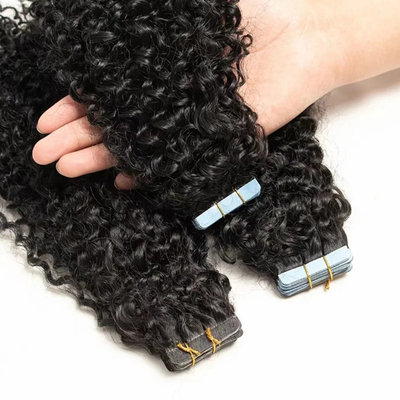 20 اینچ اکستنشن موی طبیعی مشکی بافت موجی چسبی