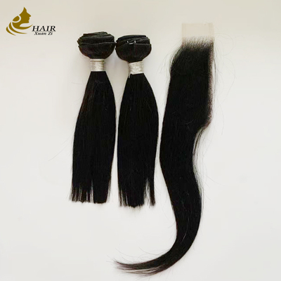 2 عدد دسته موی 10 اینچی و HD 2*6 موی بسته شده موی باکره انسان موی سیاه طبیعی بافت موی صاف