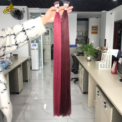 اکستنشن موی انسان I Tip هم‌تراز شده با کوتیکول، رنگ بورگ و 99J، اکستنشن موی صاف
